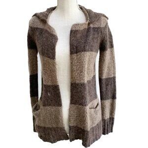 LOFT Cabana Stripe Long Sleeve Sweater Cardigan with High Collar